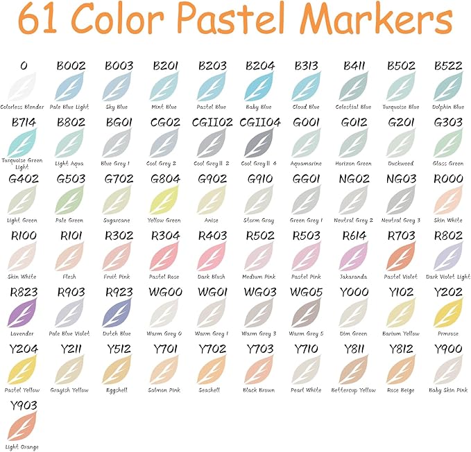Caliart Pastel Markers, 61 Colors Dual Tip Alcohol Markers, Easter Basket Stuffers for Kids, Teens, Toddlers - Sketch Pens Permanent Art Set for Adults, Book & Egg Decorations