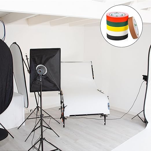 BOMEI PACK 6 Colors Gaffer Tape 1inch x 20yds, Matte Non-Reflective Theater Stage Tape, No Residue Hand Tear, for Cable, Photo Studio, Painters, Floors Marking Tape