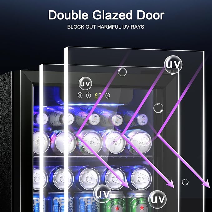 Antarctic Star 12 Bottle/48 Can Beverage Refrigerator, Wine Cooler/Cabinet, Mini Drink Fridge, Clear Front Glass Door Counter Top Red Cellar Beer Soda Bar Quiet Compressor Freestanding 1.3 cu.ft.