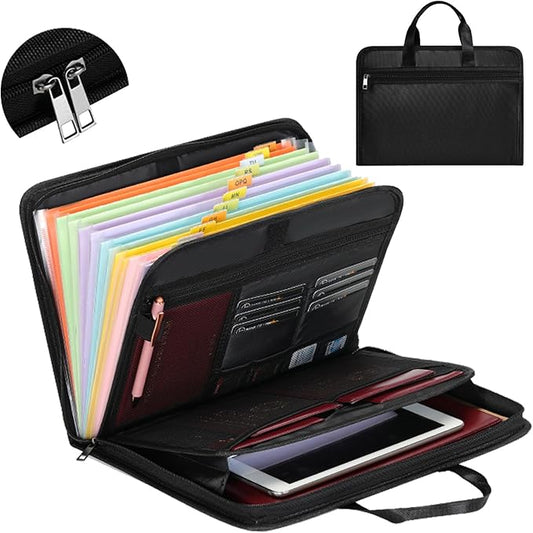 Accordion File Organizer Fireproof Expanding Folder - 13 Pockets, Letter A4 Size, Index Tabs,Organize Bills, Receipts & Important Documents Easily,Home Office & School