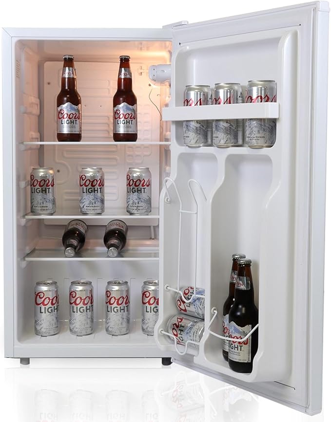 Coors Light Refrigerator - Mini Fridge For Kitchen, Bedroom, Office, Dorms, Cuarto, Cool Storage For Wine, Drink, Beverages, Compact Free Standing, Neveras Pequeñpara, 3.2 Cubic Feet Capacity, White