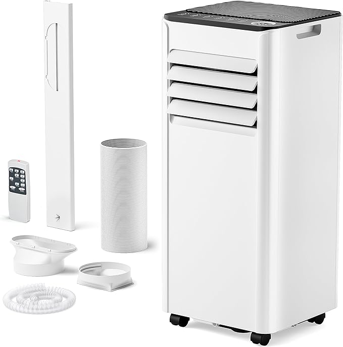 EUHOMY 10,000 BTU Portable Air Conditioners Unit Up to 450 Sq.Ft, 3-in-1 Portable Air Conditioner, Portable AC Unit with Cool, Fan, Dehumidifier, Sleep Mode, 24H Timer, RVs, Office, Apartments, White
