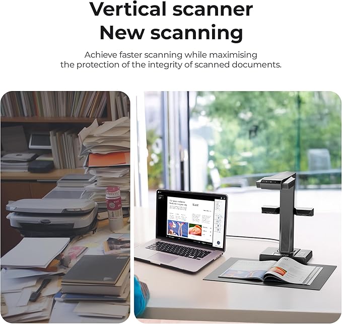 CZUR ET16 Plus Advanced Book & Document Scanner, 2nd Gen Auto-Flatten&Deskew Tech, 16MP Camera, Capture A3, 186 Languages OCR, Convert to PDF/Searchable PDF/Word/Tiff/Excel, Run On Windows&MacOS