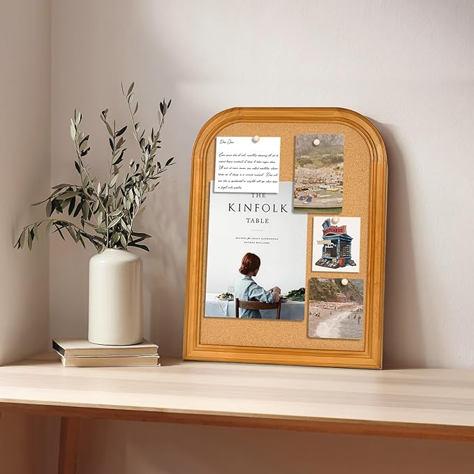 Cork Board for Walls, 17X13 inches Bulletin Board with Frame, Decorative Hanging Pin Board Vision Board Message Board for Office School Home Decor(2R&2S,4333,1p)