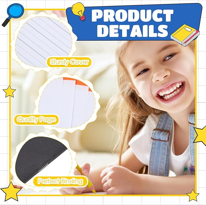 Henoyso 12 Pcs Primary Composition Notebook K-2 9 3/4 x 7 1/2 Inch Primary Journal, Back to School Supplies, Bulk Blank Writing Book for Kid to Write Draw Journal 60 Page Notebooks (Black)