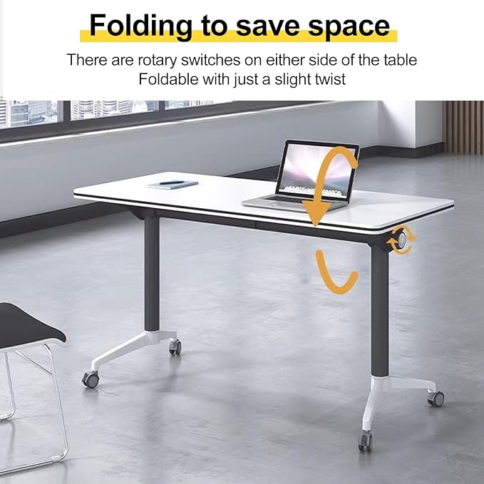 Conference Room Table with Flip-Top Design for Dynamic Meetings, Business Table Computer Desk with Heavy-Duty Frame,Foldable Seminar Meeting Tables for Home Office (4, E, 70.8IN)