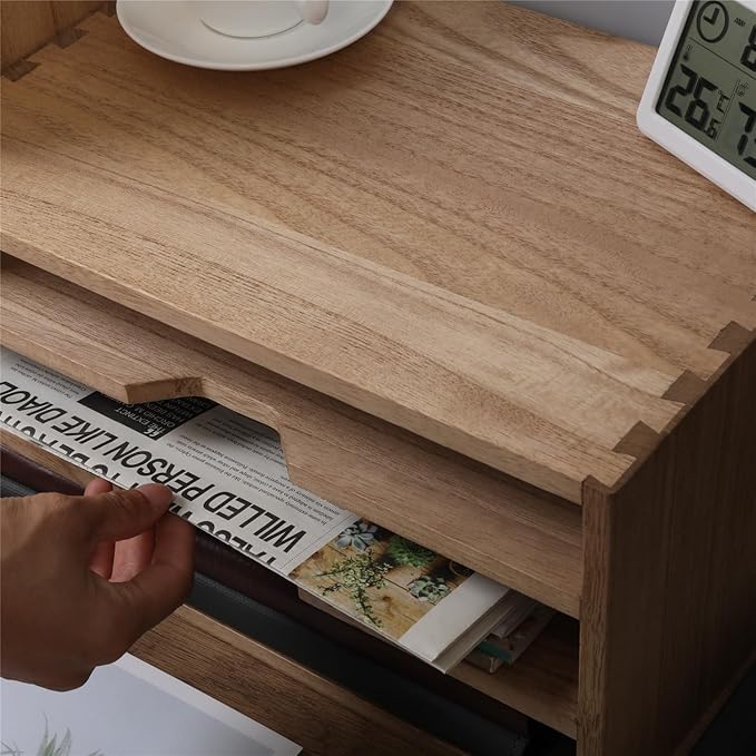 3-Tier Paper Storage Letter Tray File Sorter - Wood Desktop Document Organizer Holders with Mail Sorter, School & Home Magazine File Dividers, Book Rack Shelf Stand for HD-SJ3K (Light)