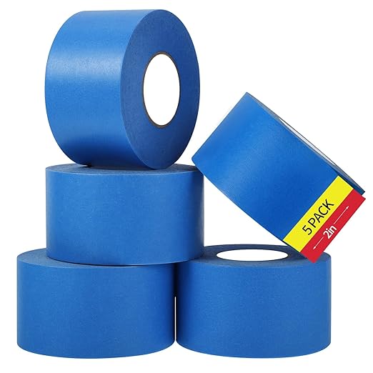 5 Rolls Painters Tape 2 Inch Wide, Blue Painters Tape Bulk 1.89In × 55Yd × 5 Rolls Blue Tape, Multi-Surface Masking Tape for Wall Painting Edge Treatment DIY Crafts, Total 275 Yards