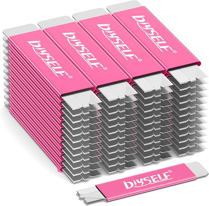 DIYSELF 48-Pack Box Cutters, Pink Utility Knife, Letter Openers with Single Edge Razor Blade, Box Cutter Retractable for Letters, Packages, and Paper, Box Opener, Lightweight Razor Knife (Pink)