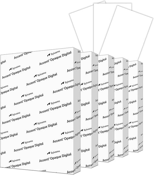 Accent Opaque White Printer Paper, 12” x 18” 40lb Copy Paper – 1,250 Sheets (5 Reams) – Premium Computer Paper with Super Smooth Finish, 97 Bright, 148gsm – Ideal for Ink Heavy Printing – 189026C