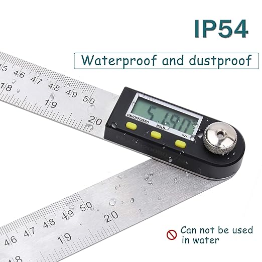 Delgada 20 inch/500mm Digital Protractor Stainless Steel Digital Display Angle Ruler Digital Angle Measuring Finder Tool for Woodworking