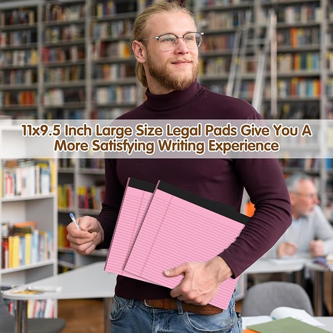 11" x 9.5" Legal Pads College Ruled Notepad 2 Pack Pink & Purple Colored Note Pads 30 Sheets Lined Paper Pads 80 GSM Legal Pad Perforated Writing Pads with Sturdy Back for School, Office, Home