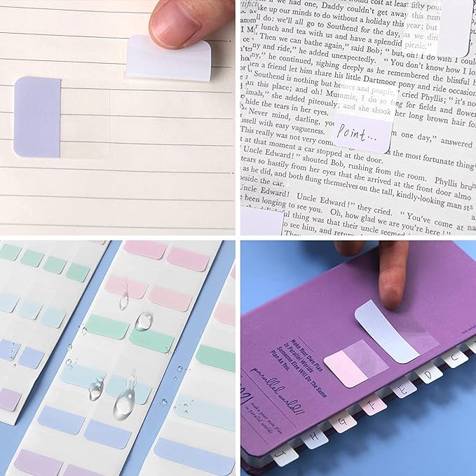 420 pcs Index Tabs, 3 Sizes Colored Page Markers, Writable and Repositionable Book Tabs, Page Tabs for Reading Notes, Books and Classify Files(Light Color)