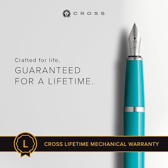 Cross Bailey Light Refillable Fountain Presented in a Everyday Gift Box - Medium Point, Black Ink, Polished Teal