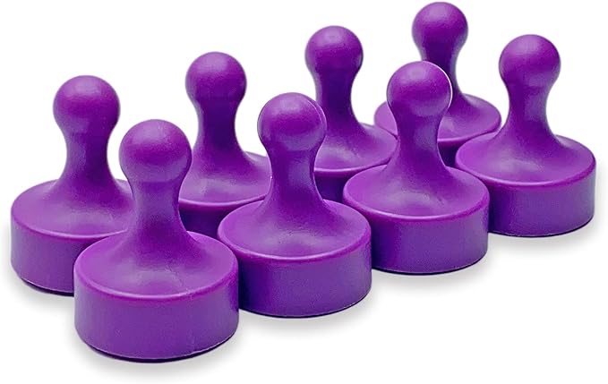 GLASSBOARD STUDIO Powerful Neodymium Magnets, Pawn-Shaped - Strong Fridge/Refrigerator and Whiteboard Magnet, Ideal for Office, Kitchen, Crafts - Rare Earth, Heavy Duty (8, Purple)