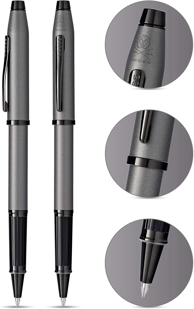 Cross Century II Refillable Rollerball Pen Presented in a Luxury Gift Box - Medium Point, Black Ink, Brushed Gunmetal Gray