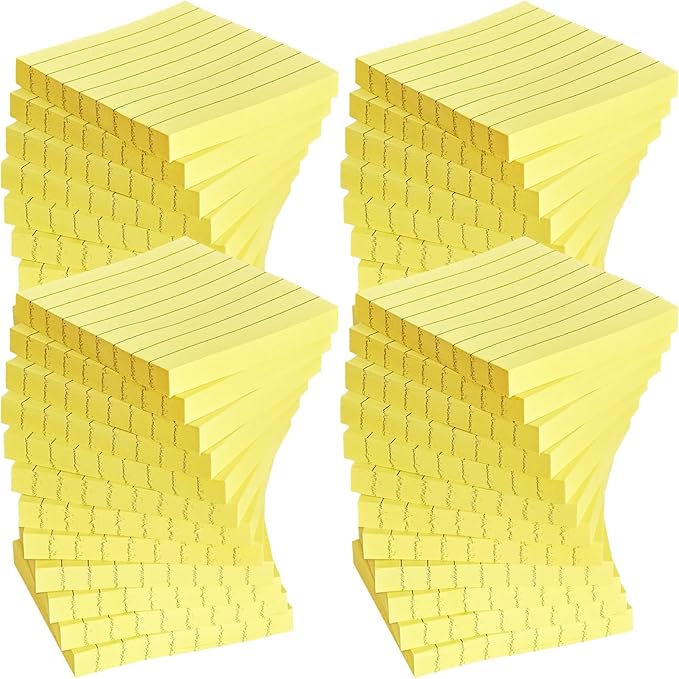 48 Pack 3840 Sheets Lined Sticky Notes 3X3 in Ruled Self Sticky Note Pads 80 Sheets/pad Colorful Sticky Notes with Lines Post Notes for Office, Home, School, Meeting