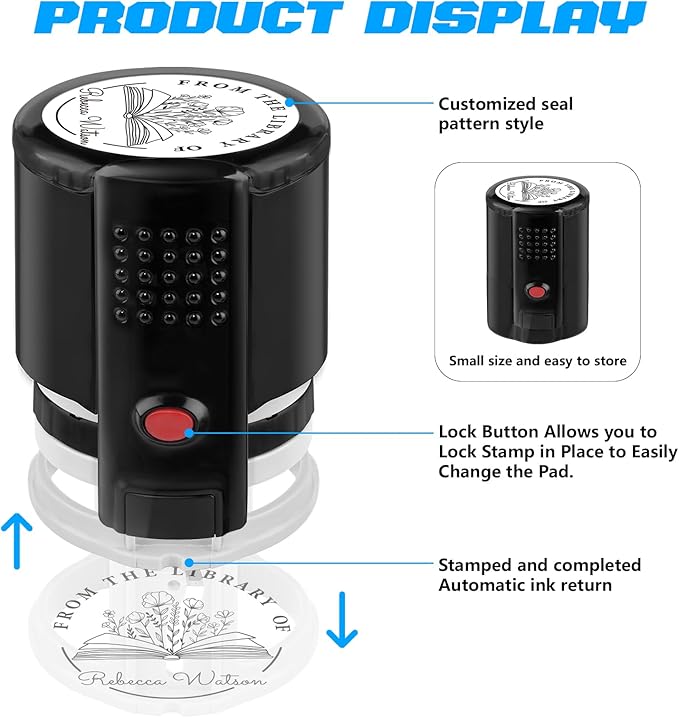 Custom Self-Inking Stamps | Personalized Book Stamp Gift for Book Lovers | 5 Ink Colors (Style10)