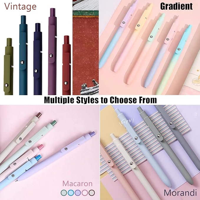 5Pcs Gel Pens, 0.7mm Black Ink Pens Retractable Fine Point Smooth Writing Pens, Aesthetic Office School Supplies, Desk Accessories Nursing Pen for Journaling Note Taking, Gifts for Women Men(Gradient)