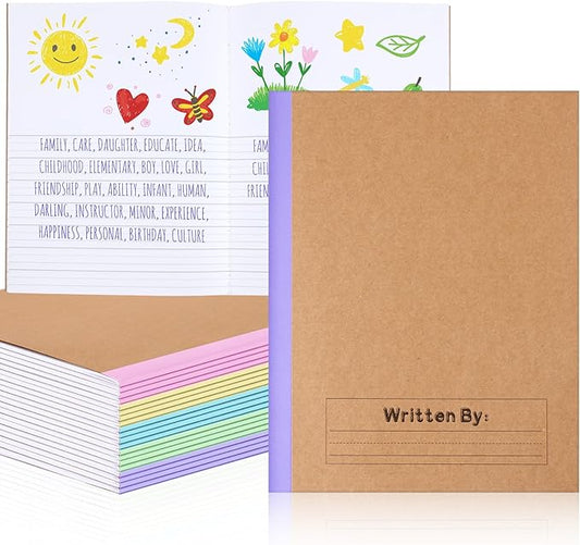 Henoyso 10 Pcs Primary Composition Notebook 9 3/4 x 7 1/2 Inch Kids Journal, Back to School Supplies, K-2 Primary Writing Notebook for Kids Student Draw and Write Story Journal (Macaron Color)