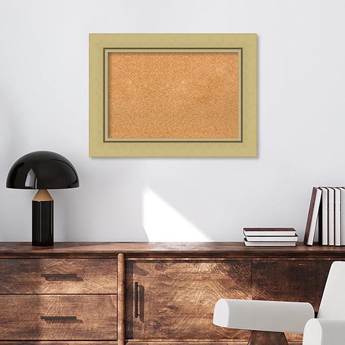 Amanti Art Natural Cork Board for Wall, 22x30 Vision Board with Gold Frame, Medium Corkboard Office Decor for Home Organization, Casual Corkboard Pinboard to Display Items for Home Organization in