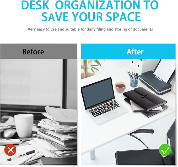 Expanding File Folder, 13 Pockets, Black, Polypropylene