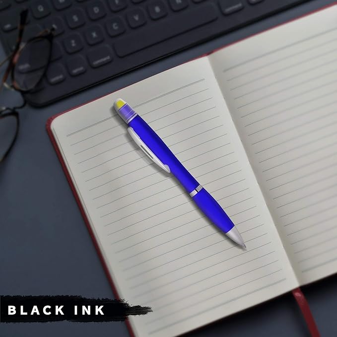 DISCOUNT PROMOS 10 Marathon Gel Highlighter Pens Pack - Twist Mechanism, Ballpoint - Blue