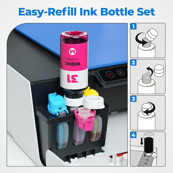 31 Ink 32XL Black Ink Bottle Set, Smart Tank 5101 7602 6001 651 Ink RefillCompatible with HP 31 32XL Ink Bottle Set for Smart Tank 7602 5101 5000 651 5103 6001 7301 7302 7001 5102 7006 7002 Printers