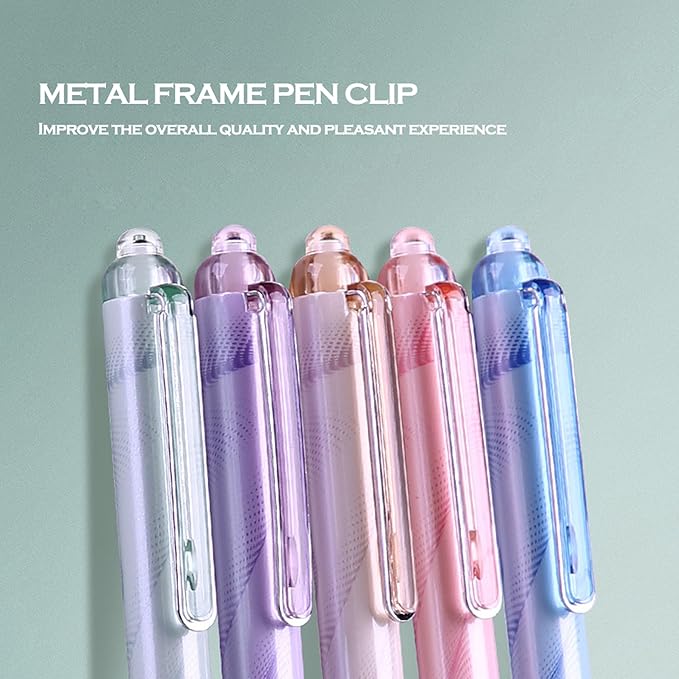 DUNBONG Retractable 0.5mm Porous Point Pen, metal clip, non-slip pen holder, Black ink gel pens, Box of 6 Pens (6)