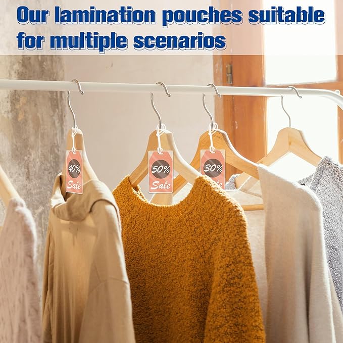 100 Pieces 7 Mil 2 1/2" x 4 1/4" Luggage Tag Laminating Pouches with Slot Hole Thermal Laminate Pouch Tags Kit Resealable for Work Permits Pass Cards Student ID Cards (100, 7 Mil)