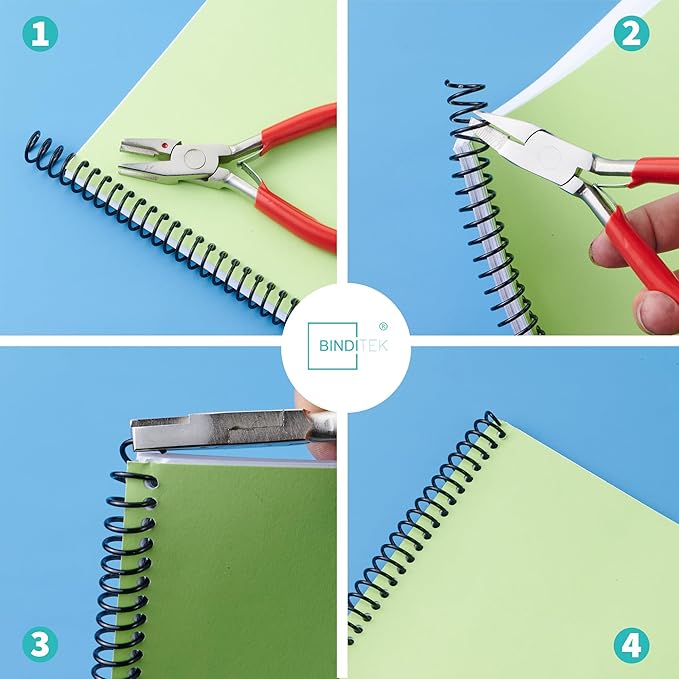 Binditek 50 Pack Plastic Spiral Binding Coils, 8mm(5/16"), 40 Sheet Capacity, 4:1 Pitch, Black, 48Loops, for Letter Size, for Students and Coworkers