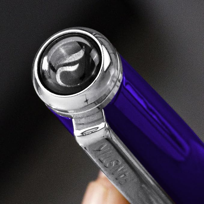 Customized Blue Luxury fountain pen (Made In USA) fancy gift set for women, Chrome Finish, Professional executive pen gift set for men (Lux Custom-fountain Blue)