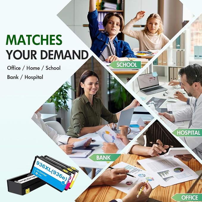 936XL 936 Ink Cartridges Combo Pack: Replacement for HP 936e Ink 936XL Black and 936 Color Combo Pack for HP OfficeJet Pro 9125e 9120e 9730e 9130 9135e 9122e 9128e 9110b 9120b 9130b 9130e Printer