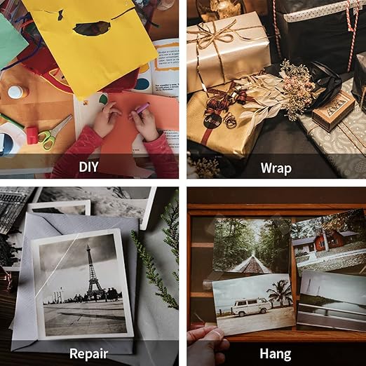 6 Rolls Transparent Tape Refills, Clear Tape, Hand Tearable, 3/4 x 1000 Inches, Glossy Gift Wrapping Tape for Dispenser, Office, School, Home