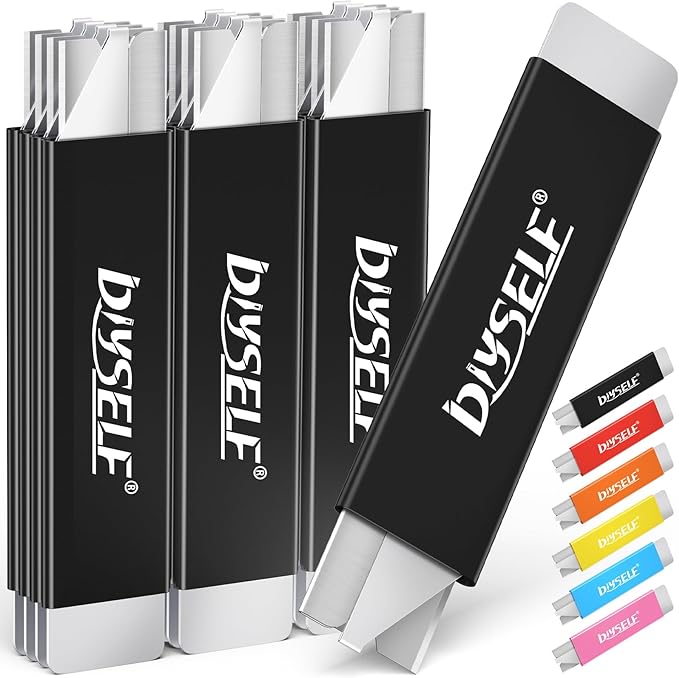 DIYSELF Box Cutters, 12 Pack Utility Knife All Metal Construction, Box Cutter Retractable, Mini Box Cutter, Box Cutters Knife with Single Edge Razor Blade, Boxes Cutters for Office, Home (Black)