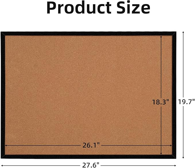 20” x 28” Cork Boards for Walls with Black Wooden Frame 1pack, Whiteboard and Cork Board Combo Double Sided Office Board for Wall Organizer, Bulletins Board Hanging Pin Board for School Home Office