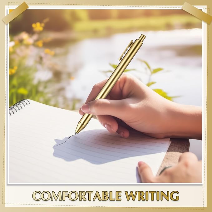 30 Pcs 30 Pcs Gold Slim Ballpoint Pens Bulk Golden Retractable Black Ink Medium Point (0.5mm) Smooth Metallic Color Writing Ballpoint Pens for Wedding Bridal Shower Business Office (Classic Style)