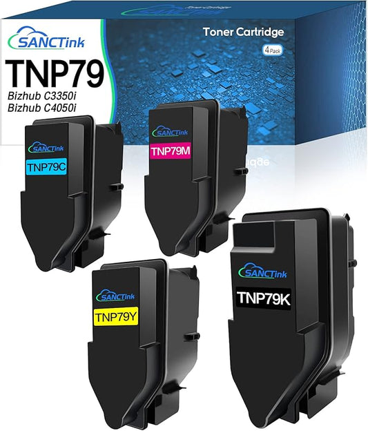 Compatible Toner Cartridge for Konica Minolta TNP79 TNP79K TNP79C TNP79M TNP79Y, High Yield to use with Bizhub C3350i C4050i Printer AAJW430 AAJW330 AAJW230 AAJW130 (High Yield, 4 Pack)