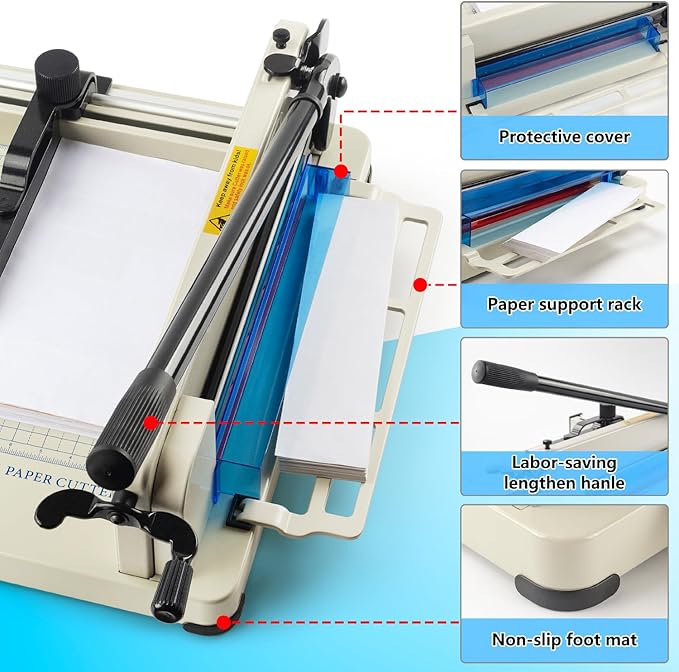 Ecraft Heavy Duty 12" Guillotine Paper Cutter - 400 Sheet Capacity,Solid Steel with HSS Blade,Industrial Commercial Trimmer for Office,School,Print Shop,Safety Lock & Clear Grids