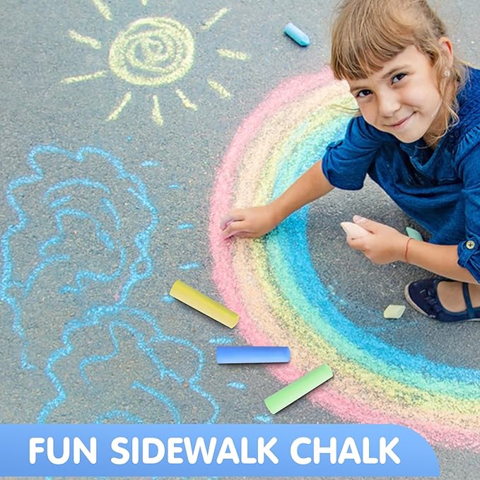 50 Pack Washable Sidewalk Chalks for Kids Non-Toxic Jumbo Chalk for Outdoor Art Play, Colored Chalk for Painting on Chalkboard, Blackboard and Playground(Blue)
