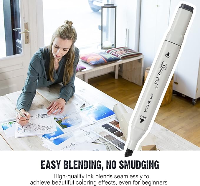 Alcohol Markers: Double Tipped Art Marker, 60 Count, suitable for Adults Artists Painting, Coloring Drawing Sketching, Multicolor