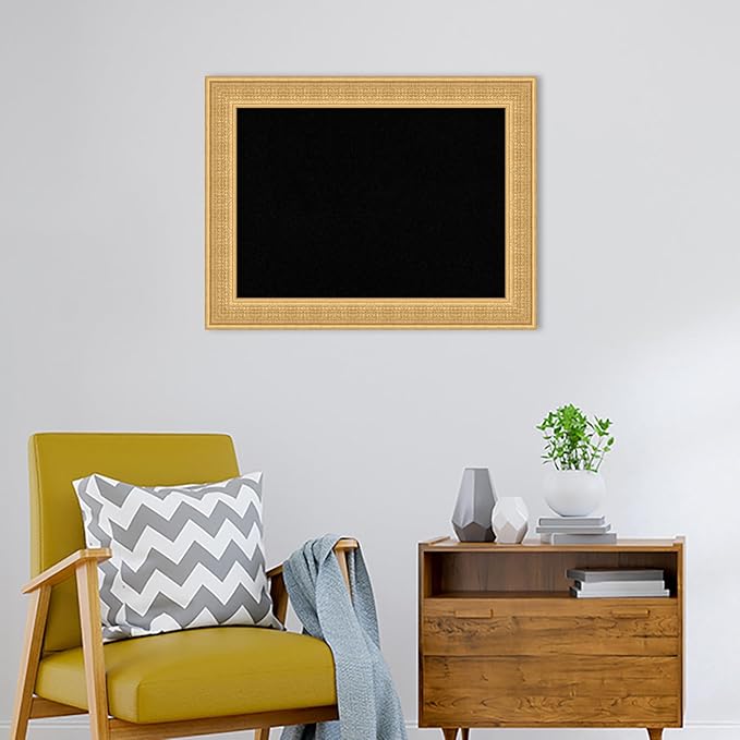 Amanti Art Black Cork Board for Wall, 26x34 Vision Board with Gold Wood Frame, Medium Corkboard Office Decor for Home Organization, Traditional Corkboard Pinboard to display items for home