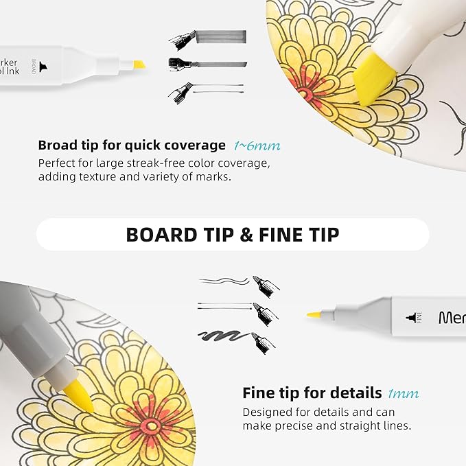 120 Colors Dual Tip Artist Alcohol Markers Set with Carrying Case - Perfect for Coloring, Drawing, Sketching, Card Making and Illustration - Perfect for Adults and Kids