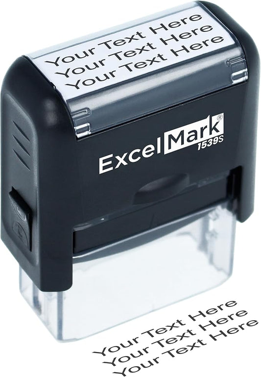 ExcelMark Custom Rubber Stamp – Clean & Easy Stamping – Personalized Self-Inking Stamp (Small)