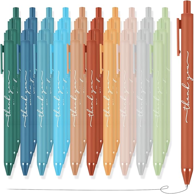 200pcs Thank You Pens Bulk Cute Multicolor Ballpoint Pen for Men Women Server Accessories Employee Holiday Appreciation Gifts for Teacher Office Back to School Party Favor (Morandi)