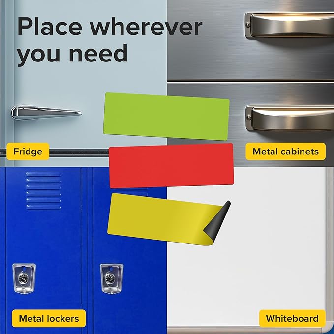 Dry Erase Magnetic Labels 30pcs, 1"×3"×0.7mm (Multicolor: White, red, Blue, Yellow, Green)