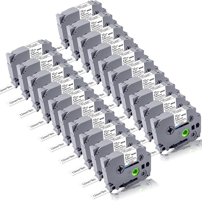 20Pack TZe-231 Label Maker Tapes Compatible with Brother P Touch Label Tape TZe231, TZ-231 12mm 0.47 Laminated White Refills Use for Brother PT-H110 D210 D220 D400 D600 PT-1900/1910