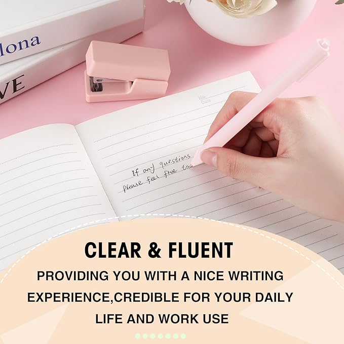 Fulmoon 50 Pcs Ballpoint Pens Bulk Retractable Comfortable Writing Pens Cute Back to School Supplies in Medium Point 1.0 mm for Teacher Student Bridal Shower Baby Shower (Pale Pink)