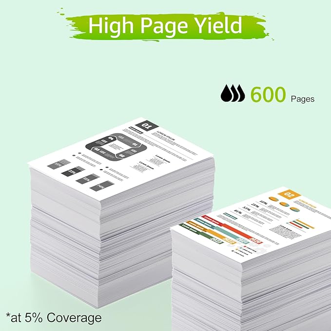 GREENCYCLE 62XL Black Ink Cartridge Replacement for HP 62 XL C2P05AN Remanufactured Cartridges Compatible for Envy 5540 5640 5660 7644 7645 OfficeJet 5740 8040 OfficeJet 200 250 Series Printer, 2 Pack