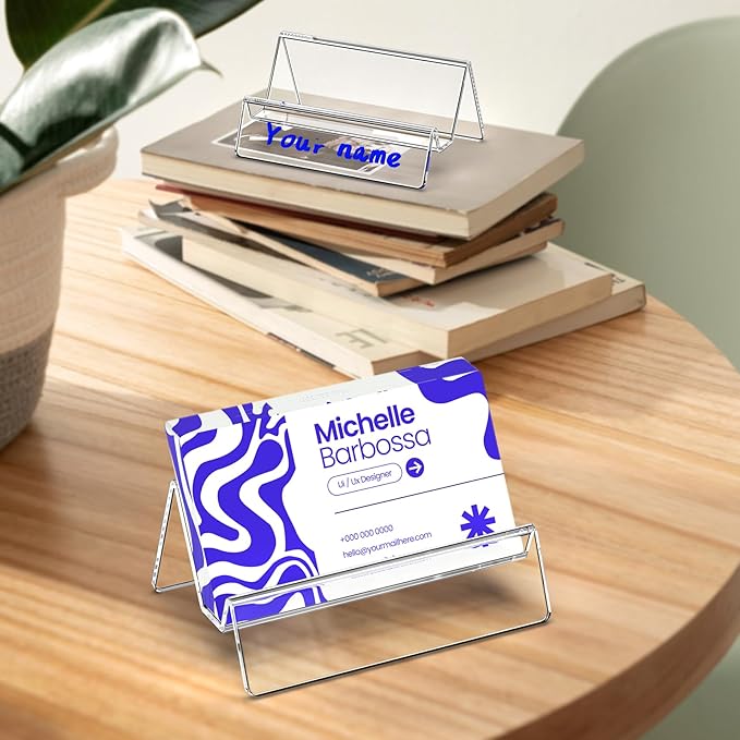 Acrylic Business Card Holder for Desk & Counter, Business Card Holder Display, Clear Business Card Stand, Business Cards Holder Stand, Desktop Plastic Name Card Organizer, 6 Pack